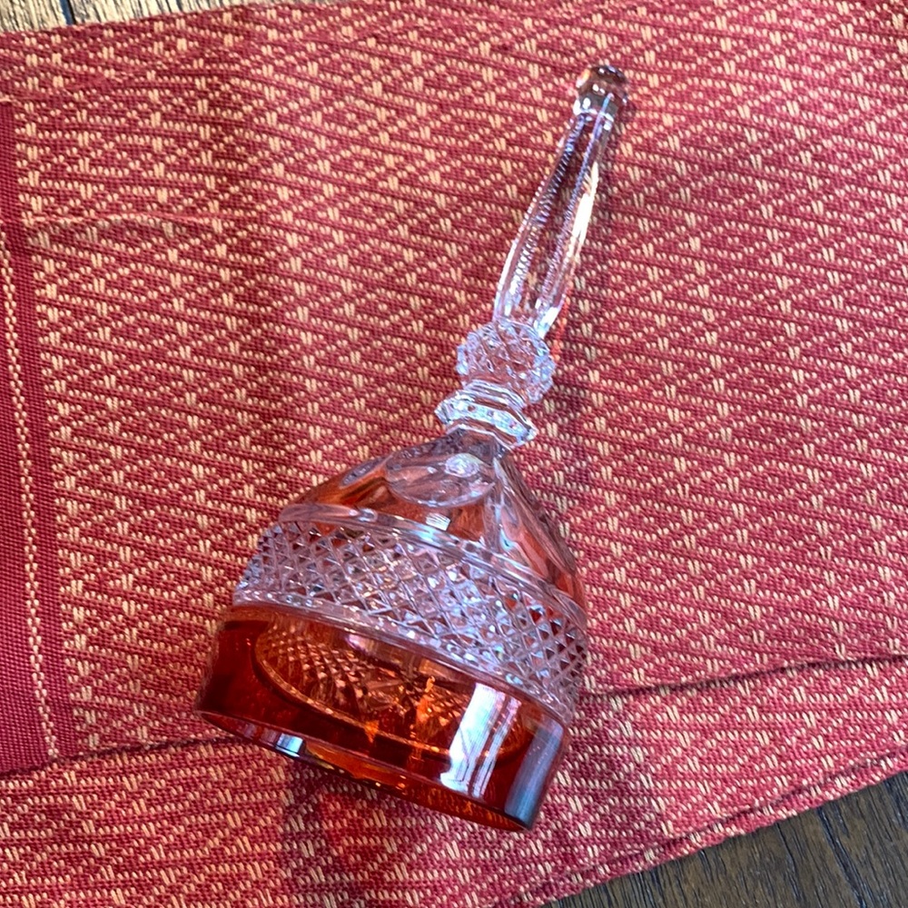 BLEIKRISTALL Vintage Lead Crystal Cranberry Edge Bell